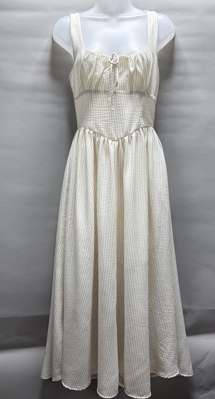 The Workshop Gingham Corset Dress Milkmaid Style Lined Midi Dress Size S